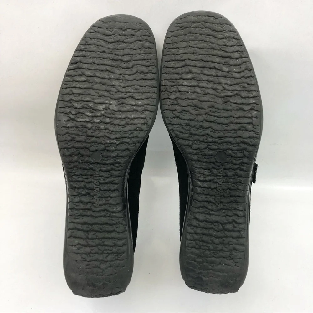 Aquatalia Black Suede Leather Wedge Slip On Loafers